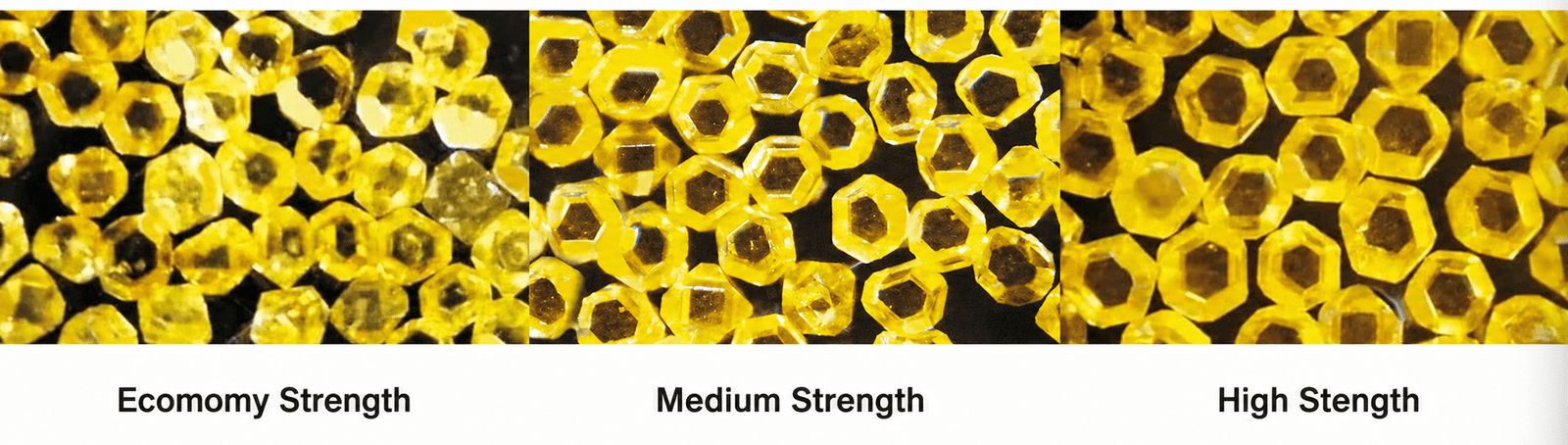 Strength to cost ratio of synthetic diamond powder