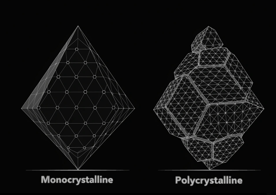 Monocrystalline & polycrystalline diamond crystal structure