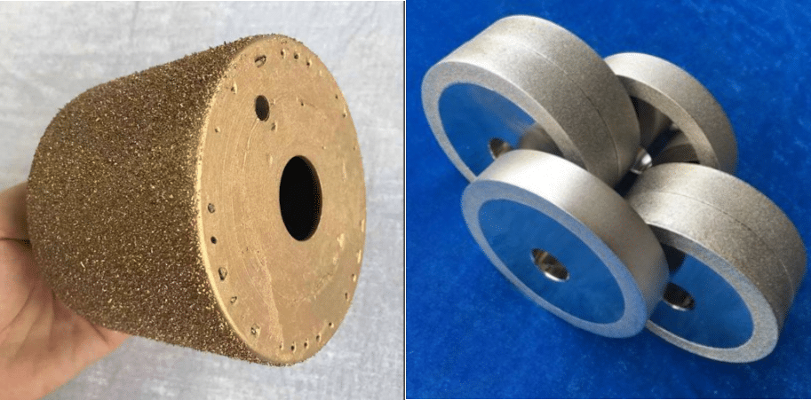 Crushed diamond grit grinding wheels for abrasive machining