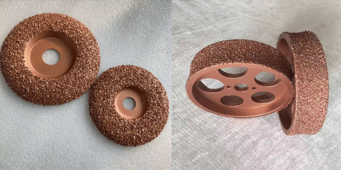Brazed grinding wheel with crushed diamond grit